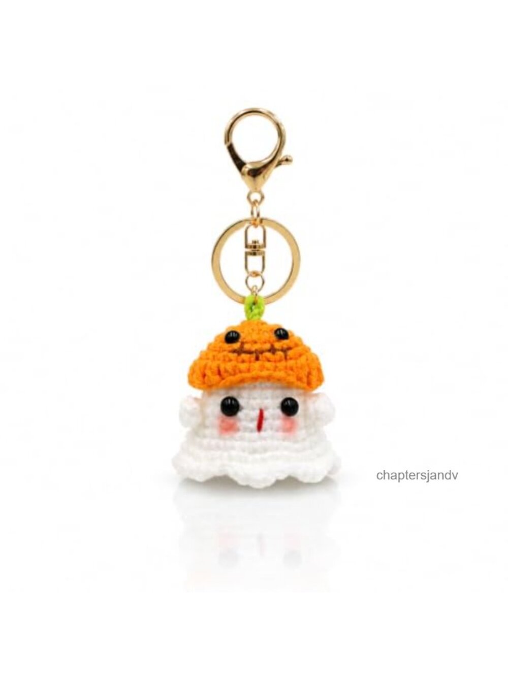 Handmade Crochet Ghost Witch Hat Keychain Cotton Halloween Charm